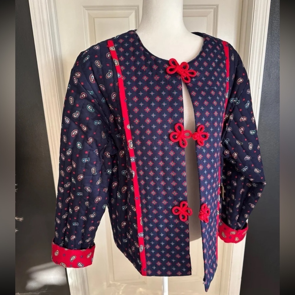NWT Vintage Anne Marie Les Olivades Provence Quilted Blue Paisley Jacket Size XL - Picture 7 of 11